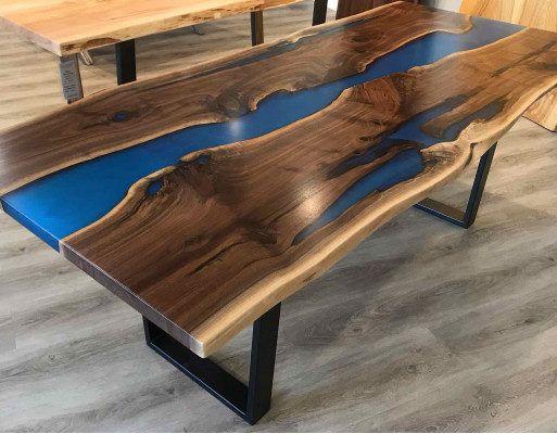 Stůl jídelní stůl stoly epoxidní pryskyřice epoxy skutečné dřevo masivní design nábytek 240x100