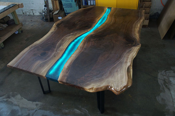 Stůl jídelní stůl stoly epoxidová pryskyřice epoxid masivní design nábytek 240x100 skutečné dřevo