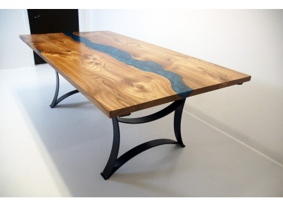 Stůl jídelní stůl stolu pryskyřice epoxidu masivní design nábytek 240x100 skutečné dřevo epoxid