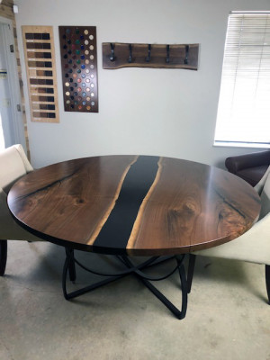 Stůl stůl stoly epoxidová pryskyřice epoxy skutečné dřevo masivní design nábytek 150x150