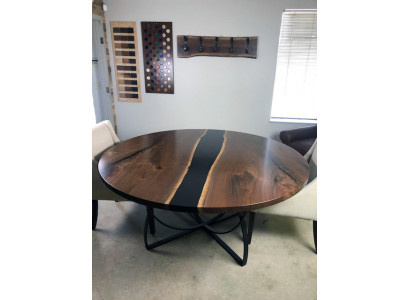 Stůl stůl stoly epoxidová pryskyřice epoxy skutečné dřevo masivní design nábytek 150x150