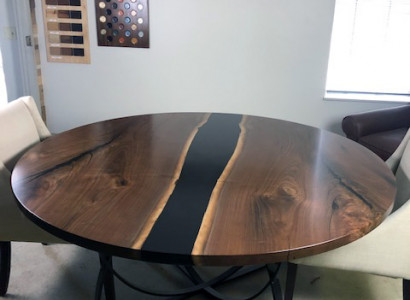 Stůl stůl stoly epoxidová pryskyřice epoxy skutečné dřevo masivní design nábytek 150x150