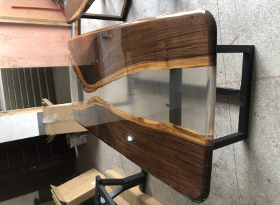 Stoly epoxidová pryskyřice jídelní stůl dřevo masivní nábytek vodopád epoxidový stůl litina harz