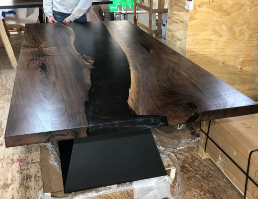 Epoxidová pryskyřice Jídelní stůl Skutečné dřevo Masivní nábytek Vodopád Epoxidový stůl 220x100cm