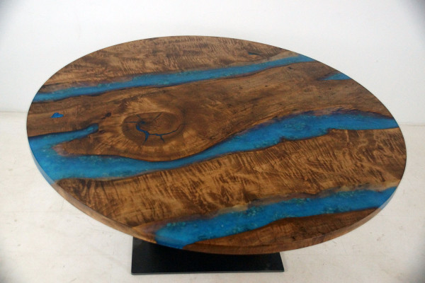 Kolečkový jídelní stůl River Table Skutečné dřevo říční stůl 150 cm Stoly epoxidová pryskyřice