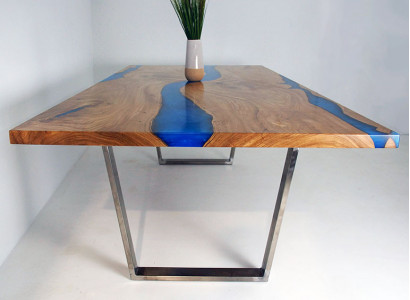 Stoly Jídelní stůl Designový stůl Moderní Moře Řeka Nábytek 220x90 Epoxidová pryskyřice Oceán