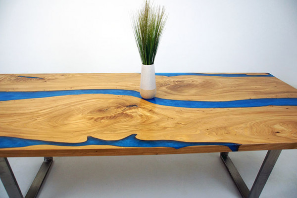 Stoly Jídelní stůl Designový stůl Moderní Moře Řeka Nábytek 220x90 Epoxidová pryskyřice Oceán