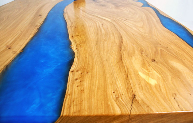 Stoly Jídelní stůl Designový stůl Moderní Moře Řeka Nábytek 220x90 Epoxidová pryskyřice Oceán