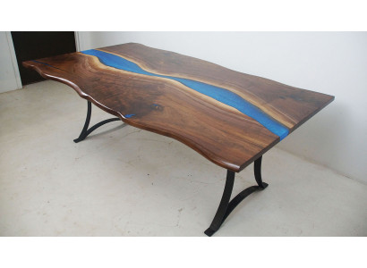 Jídelní stůl River Table Skutečné dřevo říční stůl 220x100 Masivní stoly Epoxidová pryskyřice