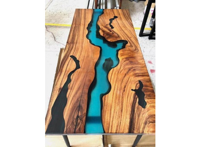 Moderní stoly Jídelní stůl Design Stůl Pryž Moře Řeka Nábytek 220x90 Epoxid Oceán