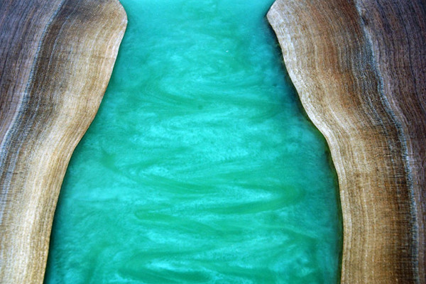 Jídelní stůl River Table Masivní stoly 240x100 říční stůl epoxidová pryskyřice moře vodopád