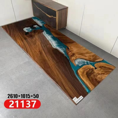 Epoxidová pryskyřice říční stůl Skutečné masivní dřevo Modrá voda Tissche Epoxy