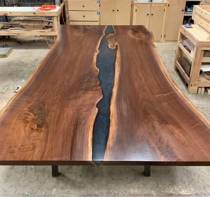 Řeka stůl jídelní stůl River Table Massiv 240x100 epoxidová pryskyřice moře vodopád