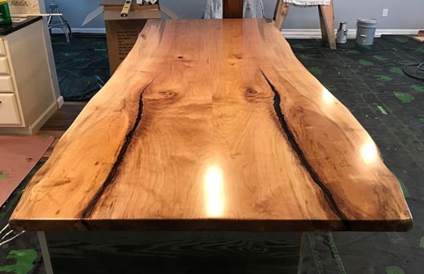 Jídelní stůl s epoxidovou pryskyřicí, skutečné dřevo, masivní nábytek, vodopádový epoxidový stůl 240x100cm.