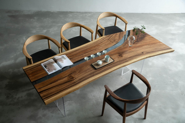 Říční stůl Epoxy Harz Coffee Table Massive Tabulky 240x100 říční stůl