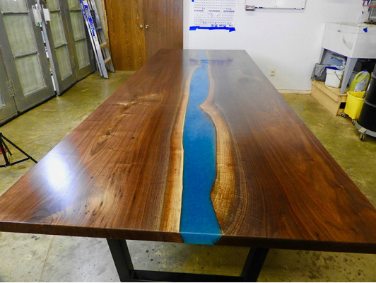 Epoxidový pryskyřicový stůl River Table Masivní 240x100 řeka stůl Nový Skutečný