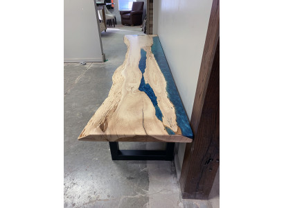 Epoxidová pryskyřice jídelní stůl skutečného dřeva masivní nábytek vodopád epoxidový stůl 250x60cm