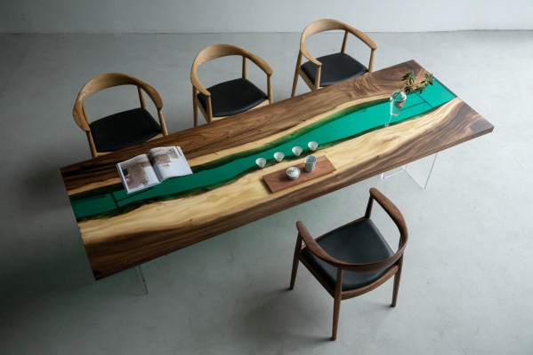 Epoxidový stůl River Table z tvrdého dřeva 220x90