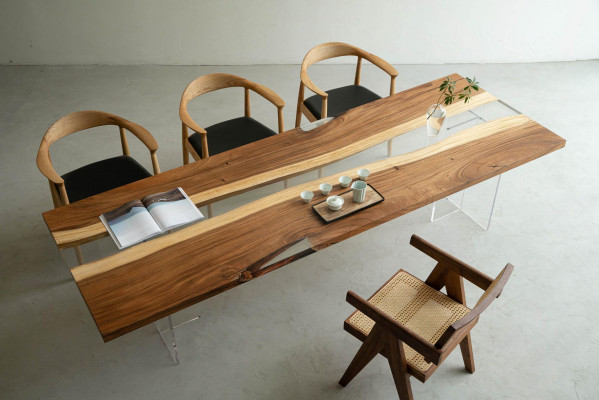 Jídelní stůl River Table, pevný stůl 220x80 řeka stůl moře vodopád.