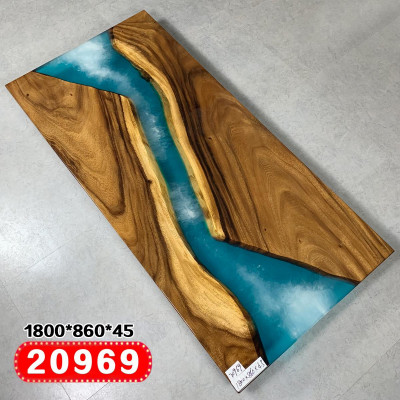 Luxus stoly Skutečné dřevo Epoxidová pryskyřice Říční stůl Černá voda Epoxy