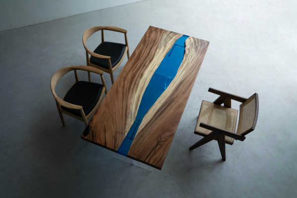 Jídelní stůl River Table masivní stoly 185x85cm říční stůl epoxidová pryskyřice moře