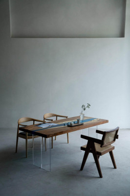 Jídelní stůl River Table masivní stoly 185x85cm říční stůl epoxidová pryskyřice moře