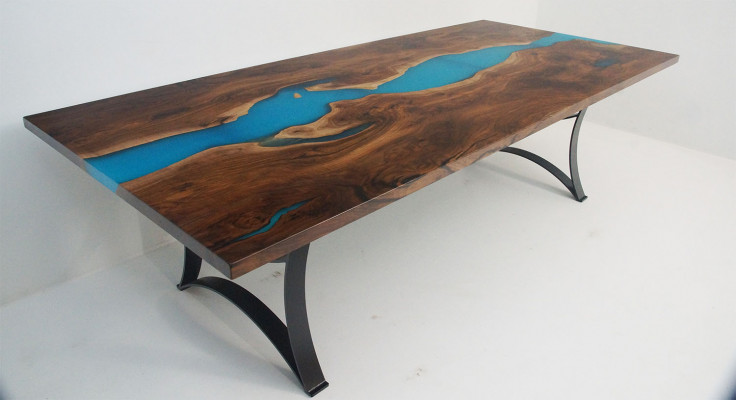 Graag op maat gemaakte tafel Epoxy Epoxyhars Hars Rivierhout Echt Prijs per vierkante meter Tafels
