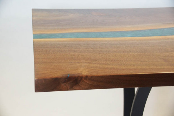 Pravé dřevo epoxidová pryskyřice řeka Stůl Černá voda Stůl Epoxy nábytek Massivní