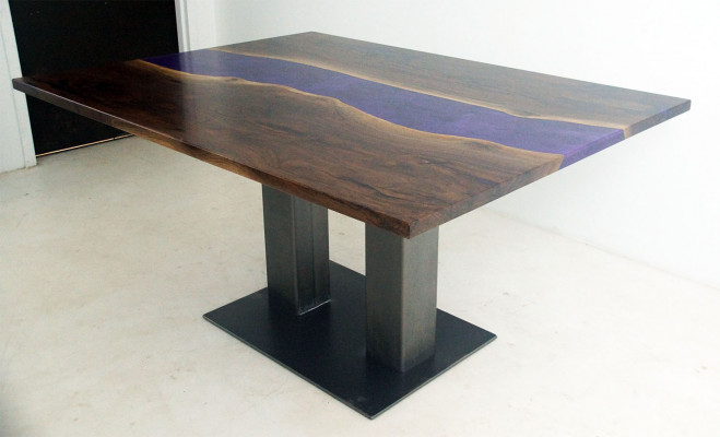 Stůl Epoxidová pryskyřice Epoxy Resin Řeka Skutečné dřevo Cena 1m² Stoly na míru