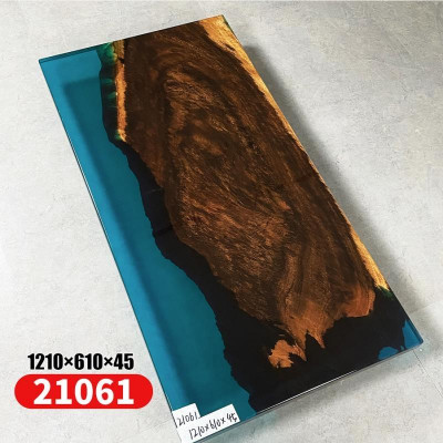 Stolek River Table s epoxidovou pryskyřicí Masivní stoly 121x61 Říční stolek