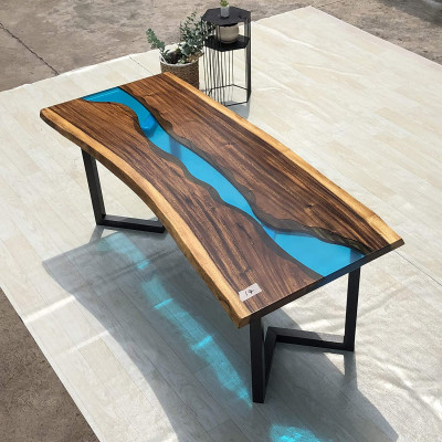Epoxidová pryskyřicová konferenční stůl River Table Skutečné dřevo masivní stoly 120x60