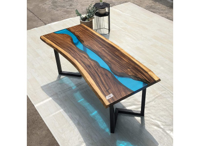 Epoxidová pryskyřicová konferenční stůl River Table Skutečné dřevo masivní stoly 120x60