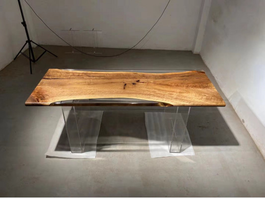 Řeka Stůl Epoxidová pryskyřice Konferenční stolek Masivní Stoly 120x60 Říční stůl