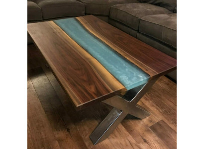 Stůl River Table z epoxidové pryskyřice, rozměry 120x60 cm, masivní stůl.