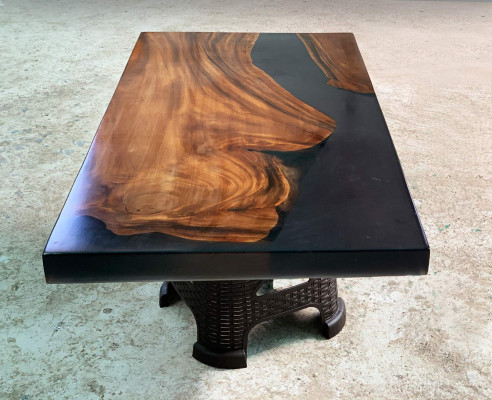 Couchtisch River Table Massiv Tische 100x60 Flusstisch Echtes Holz  Kavčový stůl River Table Massive tabule 100x60 říční stůl Skutečné dřevo