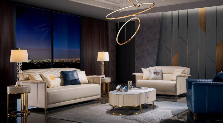 Obývací pokoj designer sofa sestava sedaček 3+2+1 kůžová pohovka moderní.