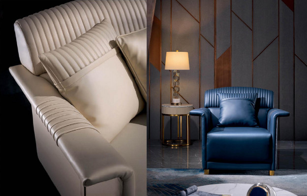 Obývací pokoj designer sofa sestava sedaček 3+2+1 kůžová pohovka moderní.