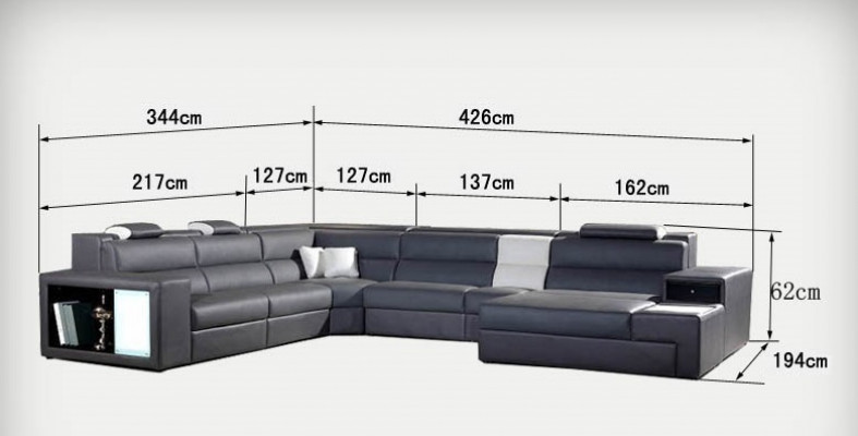 Design kožené polstrované rohy kožená sedací souprava s USB polstrováním rohy obývacího pokoje