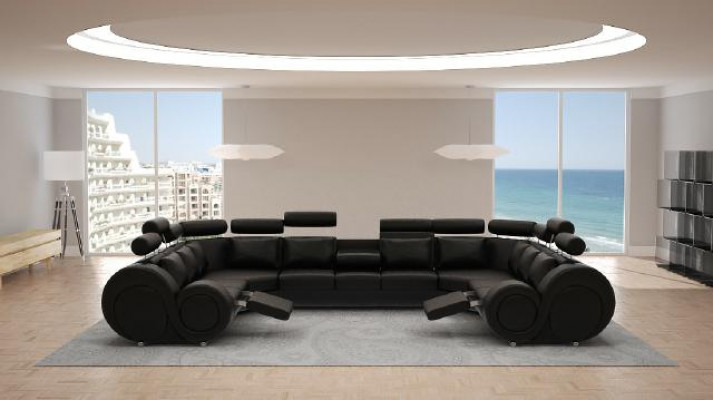 Ecksofa kožená sedací souprava XXL Big Wohnlandschaft kožená sedací souprava Berlín 6.