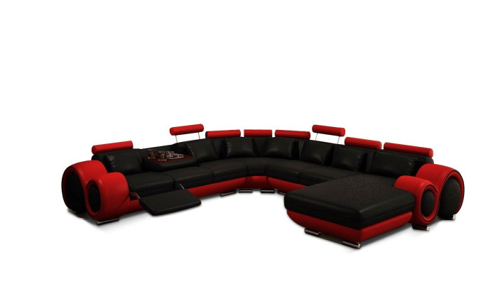 Ledersofa Couch Wohnlandschaft Ecksofa Eck Garnitur Design Modern Sofa A1163B