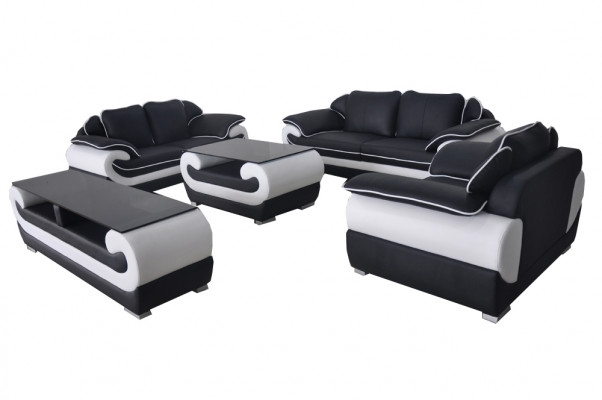Sofa set 5 kusů RTV pohovka Stůl 321 Sedací souprava Moderní křesla Pohovka + USB