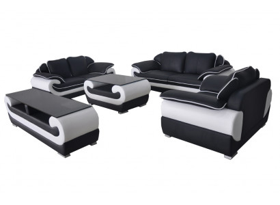 Sofa set 5 kusů RTV pohovka Stůl 321 Sedací souprava Moderní křesla Pohovka + USB