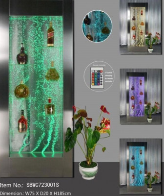 Regál designér osvětlený LED vodní stěna baru regálový sloup.