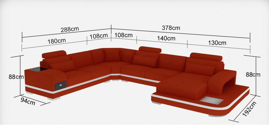 Kožená sedací souprava Design Moderní L-sofa U-forma G8013 + stůl