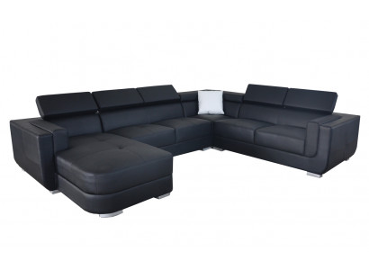 Designerový rohový kožený sedací rohový gauč, krajinný pokoj s koženým sedadlem Big.
