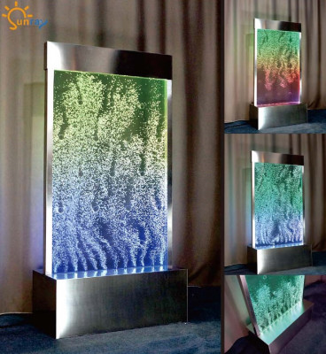 Moderní příčka s vodními stěnami, vodní stěna, sloup s LED průhledovými stěnami