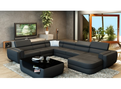 Designersofa sedací polštář rohová kůžená sedací souprava pohovka gauč polštář nový