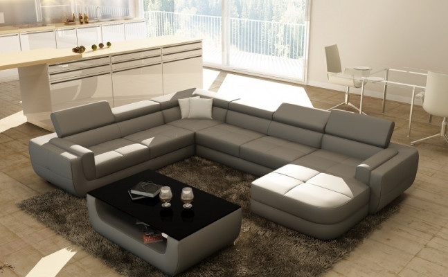 Designersofa sedací polštář rohová kůžená sedací souprava pohovka gauč polštář nový