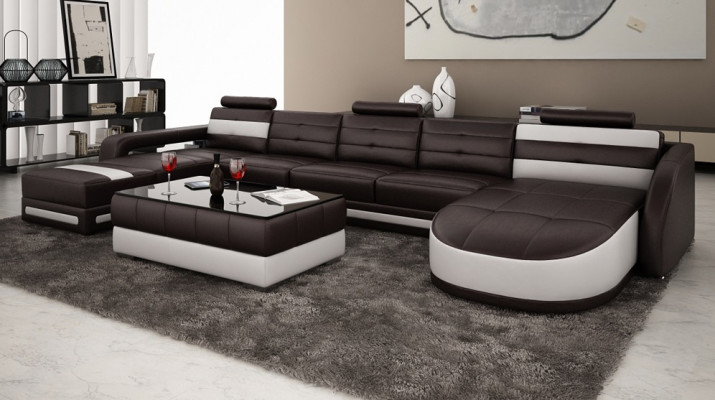 KŮŽOVÁ ROHOVÁ SOFA S USB DESIGNÉR PISA OBÝVACÍ SOUČÁSTKA PŘÍMÉ SEDACÍ SOUČÁSTKA COLO 3