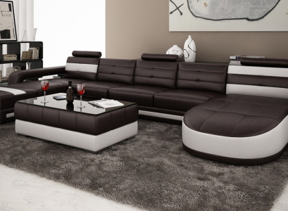 KŮŽOVÁ ROHOVÁ SOFA S USB DESIGNÉR PISA OBÝVACÍ SOUČÁSTKA PŘÍMÉ SEDACÍ SOUČÁSTKA COLO 3